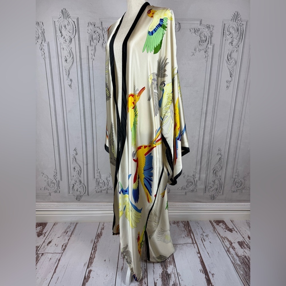 Elegant Multicolor Kimono Kaftan Lounging Duster Robe - Picture 10 of 15